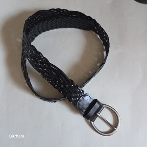 Vintage Levi Strauss Signature Collection Black Bonded Leather Braided Belt, XL